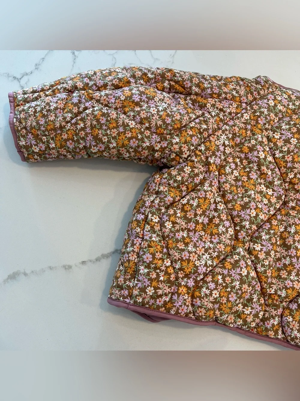 ZARA KIDS Floral Quilted Puffer Jacket - Size 1 1/2 Years